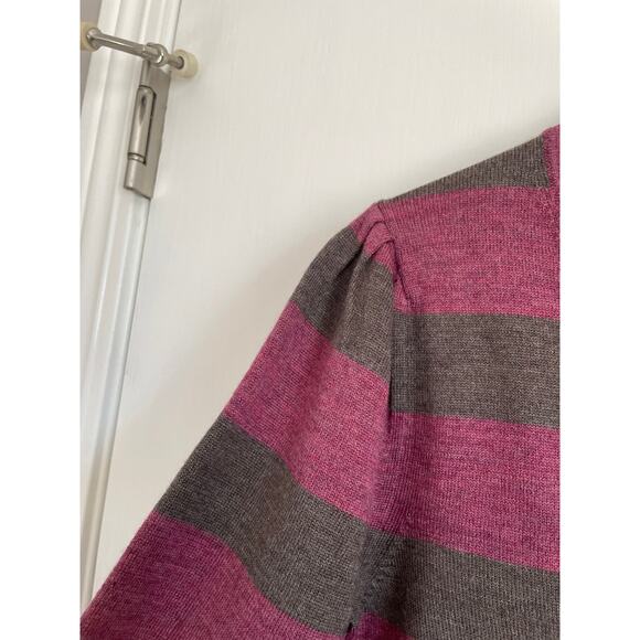 Faconnable pink brown striped v-neck sweater wool silk cashmere lightweight XS - Picture 3 of 8
